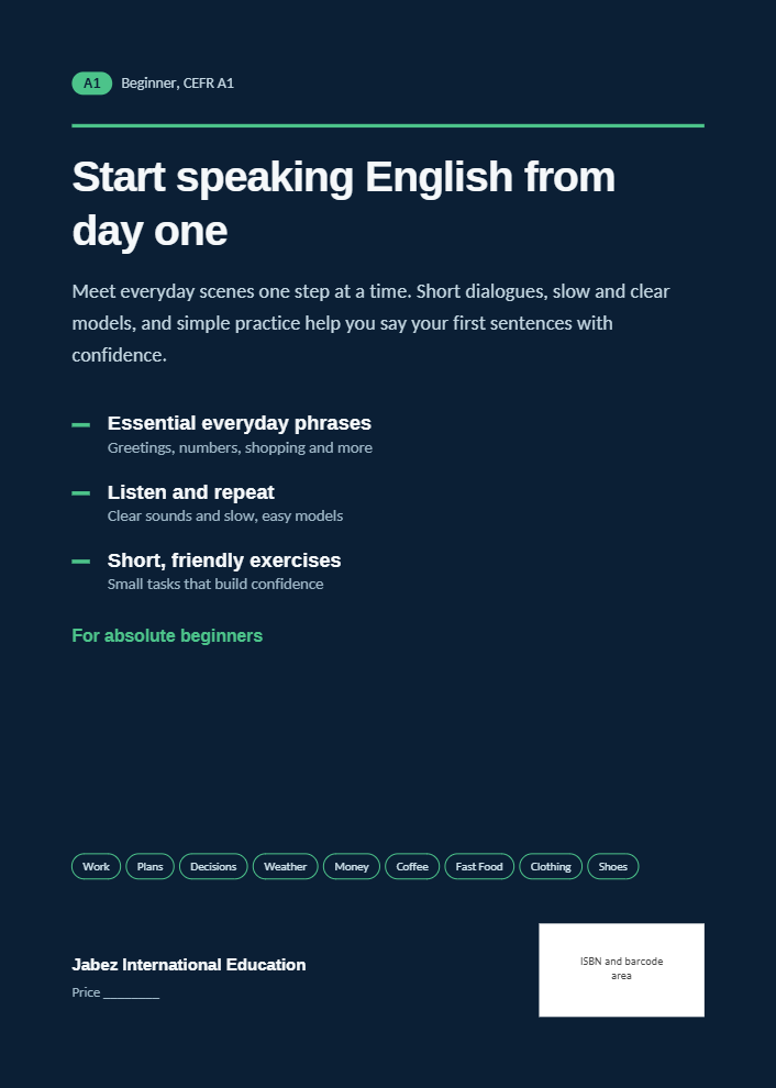 Daily English A1 뒷면 표지 — Start speaking English from day one