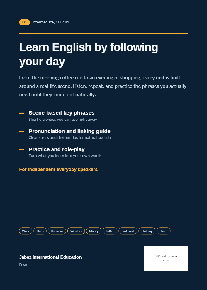 Daily English B1 뒷면 표지 — Learn English by following your day
